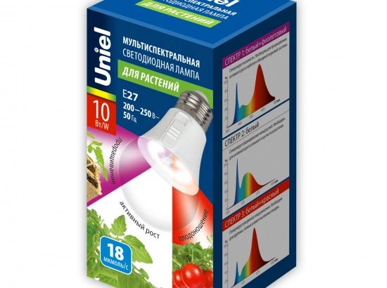 LED-A60-10W-SPM3-E27-CL PLP35WH MULTIPLANT Лампа для растений
